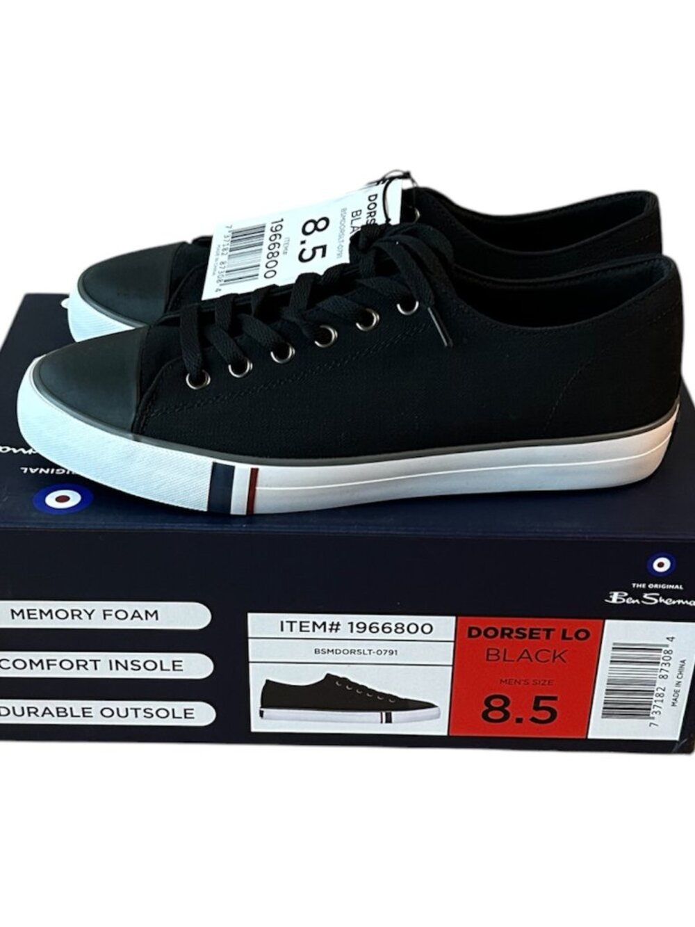 Ben Sherman Men's Canvas Shoe Memory Foam Black Size 8.5